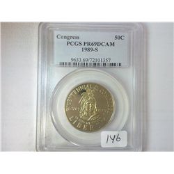 1989-S CONGRESS HALF DOLLAR PCGS PR69 DCAM