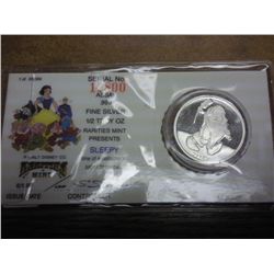 DISNEY "SLEEPY" 1/2 TROY OZ. FINE SILVER PROOF