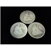 Image 1 : 1853, 1858 & 77 SEATED LIBERTY QUARTERS