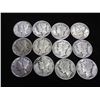 Image 1 : 12 ASSORTED 1940'S MERCURY DIMES