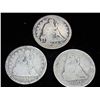 Image 1 : 1854,76 & 77 SEATED LIBERTY QUARTERS