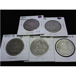1854,56,75-S,76 & 76-S SEATED LIBERTY QUARTERS
