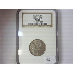2003-D ARKANSAS QUARTER NGC MS68