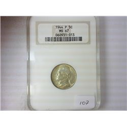 1944-P JEFFERSON NICKEL NGC MS67 35% SILVER