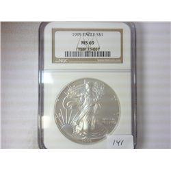 1995 AMERICAN SILVER EAGLE NGC MS69