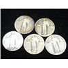 Image 1 : 5 ASSORTED STANDING LIBERTY QUARTERS