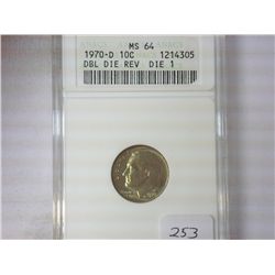 ERROR 1970-D DOUBLE DIE REV. ROOSEVELT DIME DIE 1