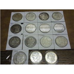15 ASSORTED MORGAN SILVER DOLLARS