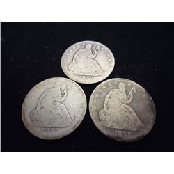 1854-O,56 & 77 SEATED LIBERTY HALF DOLLARS