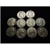 Image 1 : 10 ASSORTED 1950'S WASHINGTON SILVER QUARTERS