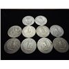 Image 2 : 10 ASSORTED 1950'S WASHINGTON SILVER QUARTERS