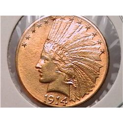 1914-D Gold $10 Indian XF45