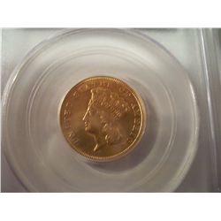 1854 $3 Gold Indian Princess XF-45, PCGS Genuine
