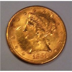 1882 $5 Gold Liberty Coin