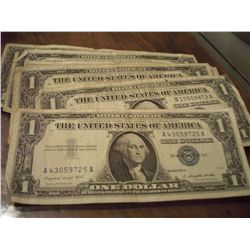 7 SERIES 1957A $1 SILVER CERTIFICATE NOTES