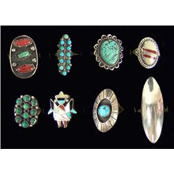 8 Navajo and Zuni Rings
