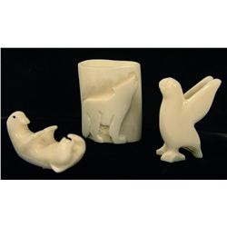 3 Eskimo Ivory Carvings