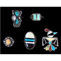 5 Navajo/Zuni Rings