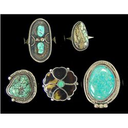 5 Navajo/Zuni Rings