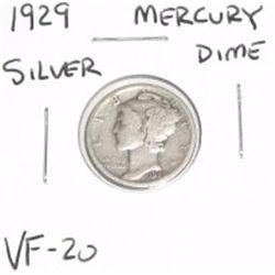 1929 Mercury Silver Dime *VERY FINE-20 GRADE*!!