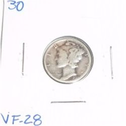 1930 Mercury Silver Dime *VERY FINE-28 GRADE*!!