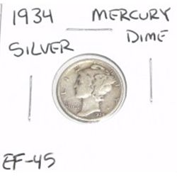 1934 Mercury Silver Dime *EXTRA FINE-45 GRADE*!!