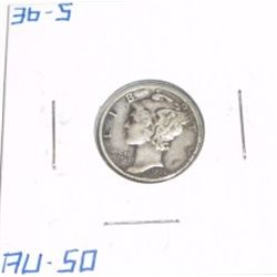 1936-S Mercury Silver Dime *AU-50 HIGH GRADE*!!