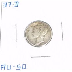 1937-D Mercury Silver Dime *AU-50 HIGH GRADE*!!