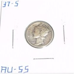 1937-S Mercury Silver Dime *AU-55 HIGH GRADE*!!