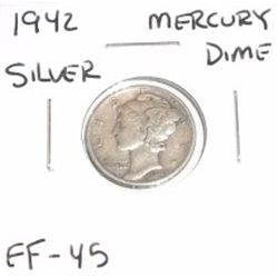 1942 Mercury Silver Dime *EXTRA FINE-45 GRADE*!!