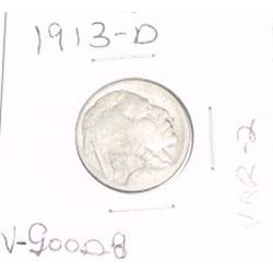 1913-D VARIETY 2 Buffalo Nickel *EXTREMELY RARE KEY DATE VERY GOOD-8 GRADE*!!