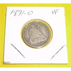 1891-O Dime Seated Liberty Variety 4 RESUMED *RARE VERY FINE GRADE*!!