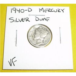1940-D Mercury Silver Dime *VERY FINE GRADE*!!