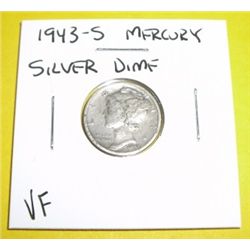 1943-S Mercury Silver Dime *VERY FINE GRADE*!!