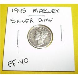 1945 Mercury Silver Dime *EXTRA FINE-40 GRADE*!!