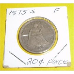 1875-S Silver 20 Cent Piece *EXTREMELY RARE FINE GRADE*!!