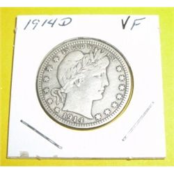 1914-D Barber Silver Quarter *RARE VERY FINE GRADE*!!