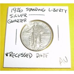 1926 Standing Libertyr Silver Quarter *RARE AU GRADE*!!