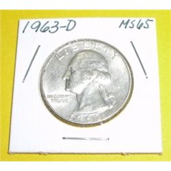 1963-D Silver Quarter *MS-65 HIGH GRADE*!!