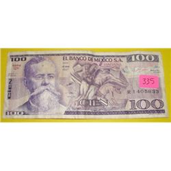 100 Cien Pesos *EL BANCO DE MEXICO* Serial # R1405833!!