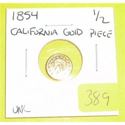1854 California Gold Piece 1/2 Dollar *UNC CONDITION*!!