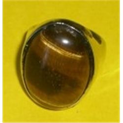 Very Large Tiger Eye Stone & Silver Colored Ring!!