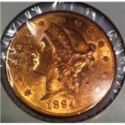 1894-S $20 Gold Liberty Coin, BU