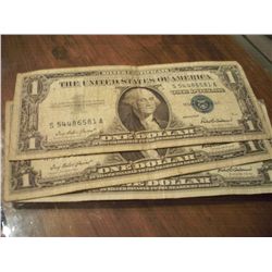 5 SERIES 1957 $1 SILVER CERTIFICATE NOTES