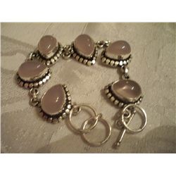 Sterling Silver Bracelet W/Gemstones, Approx 35 Grams