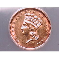 1852 $1 Gold Piece AU50 Clnd ANACS