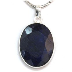 14.34g Sapphire oval Pendant in silver 0.925