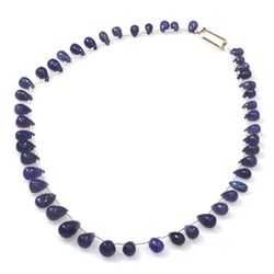 Natural Tanzanite Smooth Teardrop Beads Stringing Necklace Gemstones 107.40ctw with brass clasp