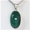 Image 1 : 5.12g Oval Emerald Gems set in Silver Pendant 0.925