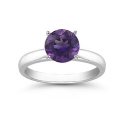 Genuine 1.25 ctw Amethyst Solitaire Ring 14kt Gold-White